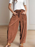Corduroy Wide Leg Pants for Women Brown / S