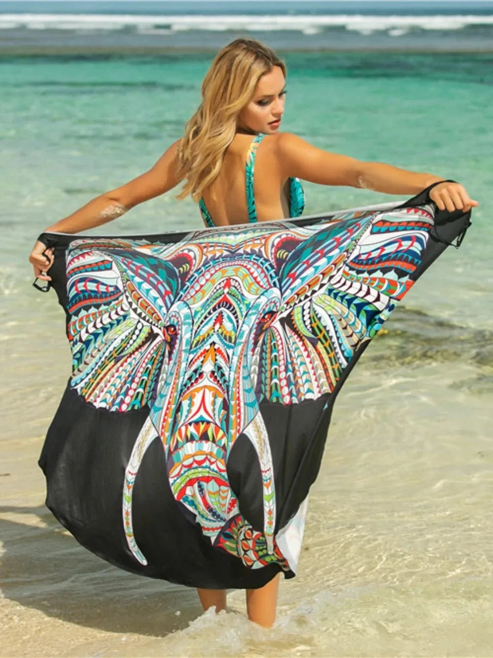 Multicolor One Size Printed Spaghetti Strap Cover Up coverups