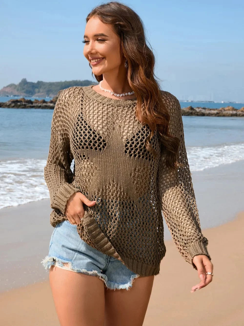 Openwork Dropped Shoulder Cover Up coverups