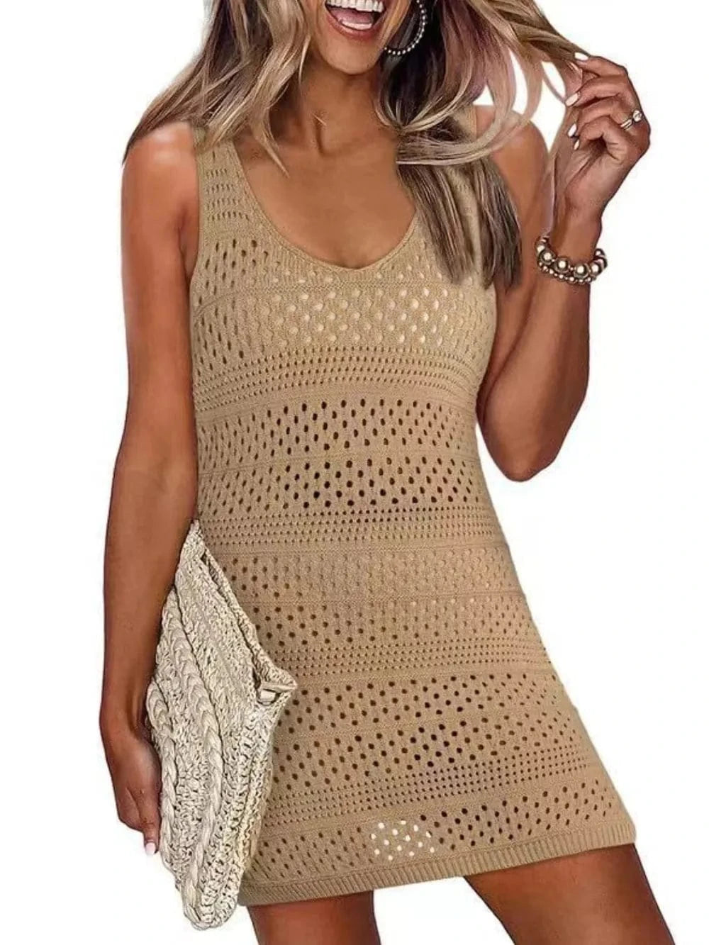 Openwork Scoop Neck Cover Up coverups