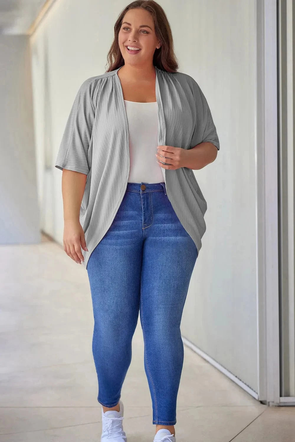 Plus Size Ribbed Cocoon Cover Up coverups