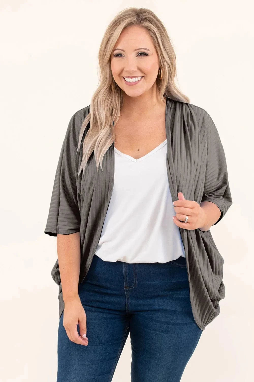 Plus Size Ribbed Cocoon Cover Up coverups