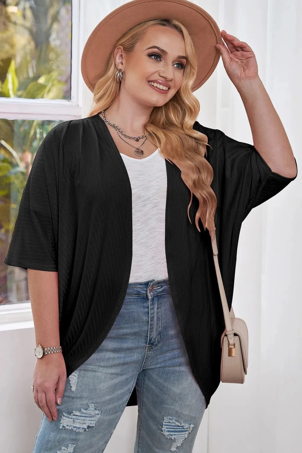 Plus Size Ribbed Cocoon Cover Up coverups