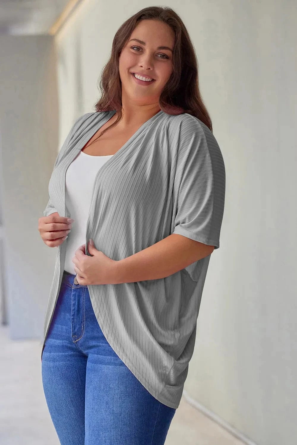 Plus Size Ribbed Cocoon Cover Up coverups