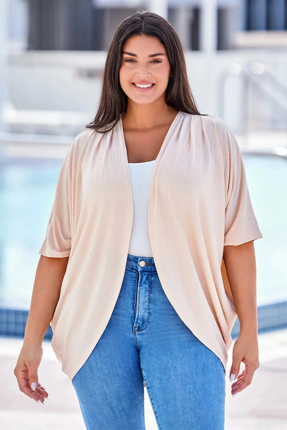 Plus Size Ribbed Cocoon Cover Up coverups