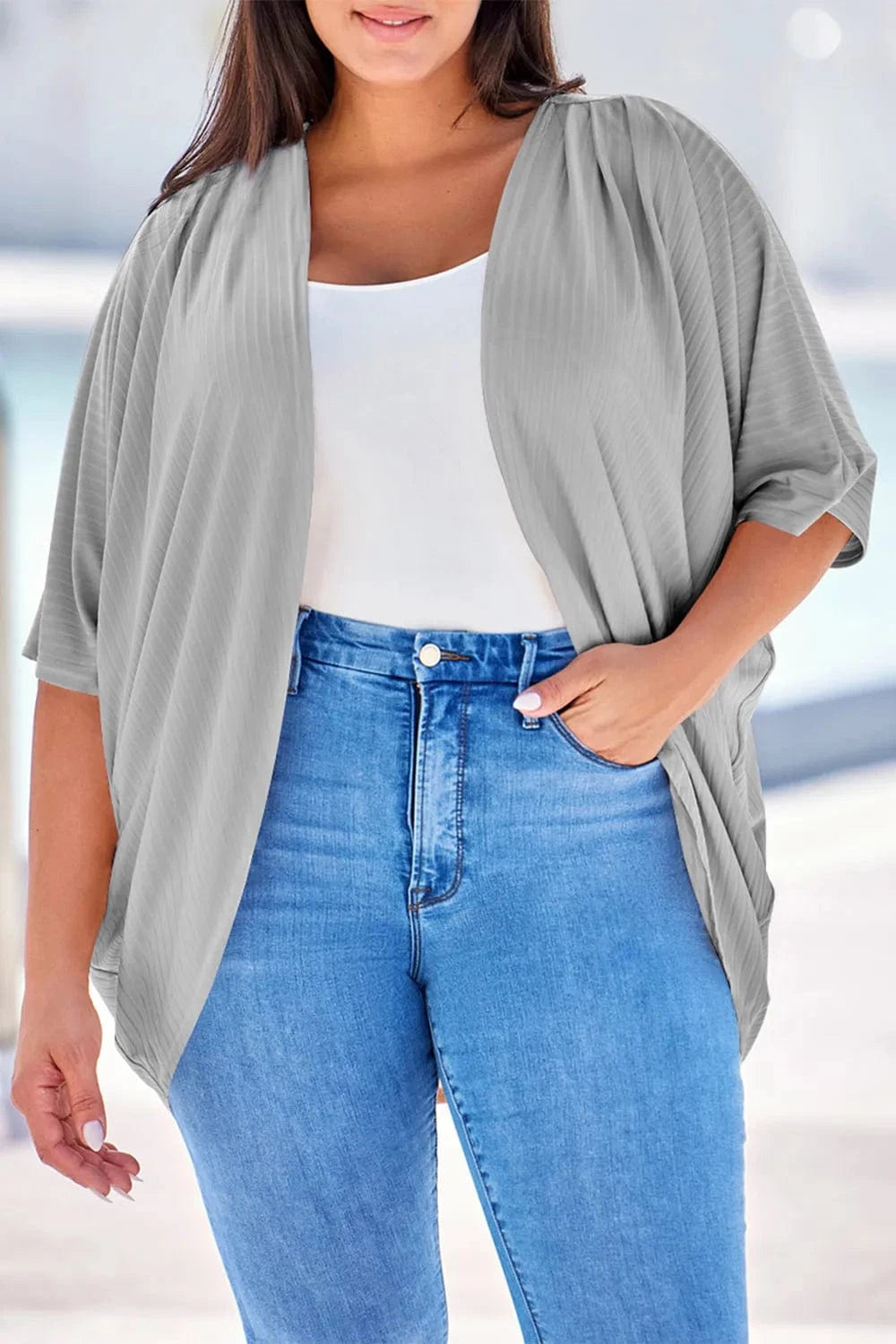 Plus Size Ribbed Cocoon Cover Up coverups
