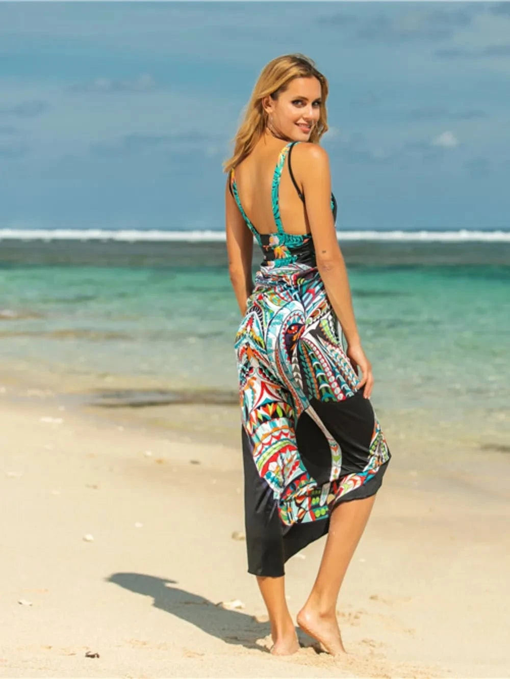 Printed Spaghetti Strap Cover Up coverups