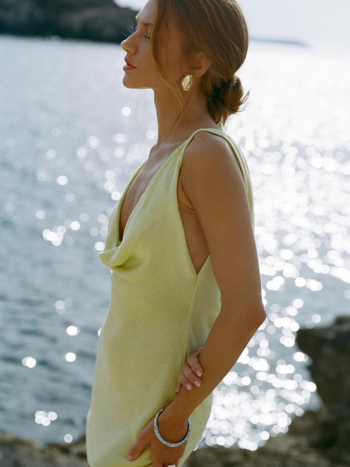 Cowl Neck Drawstring Mini Dress