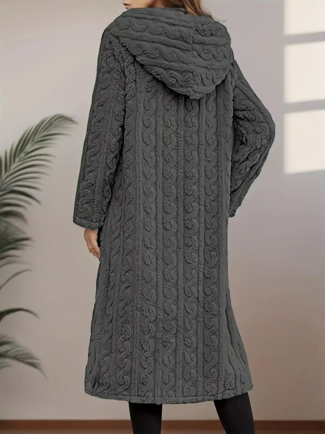 Cozy Hooded Button Up Longline Outerwear for Women