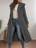 Cozy Hooded Button Up Longline Outerwear for Women