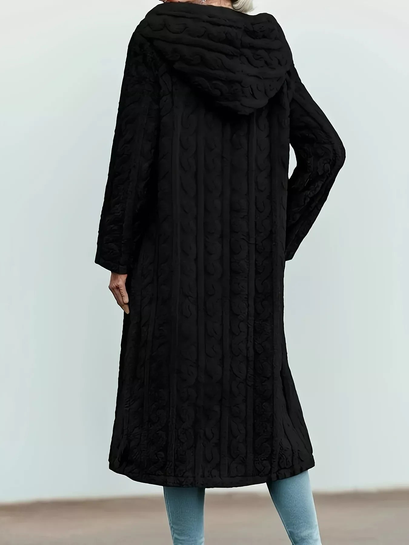 Cozy Hooded Button Up Longline Outerwear for Women