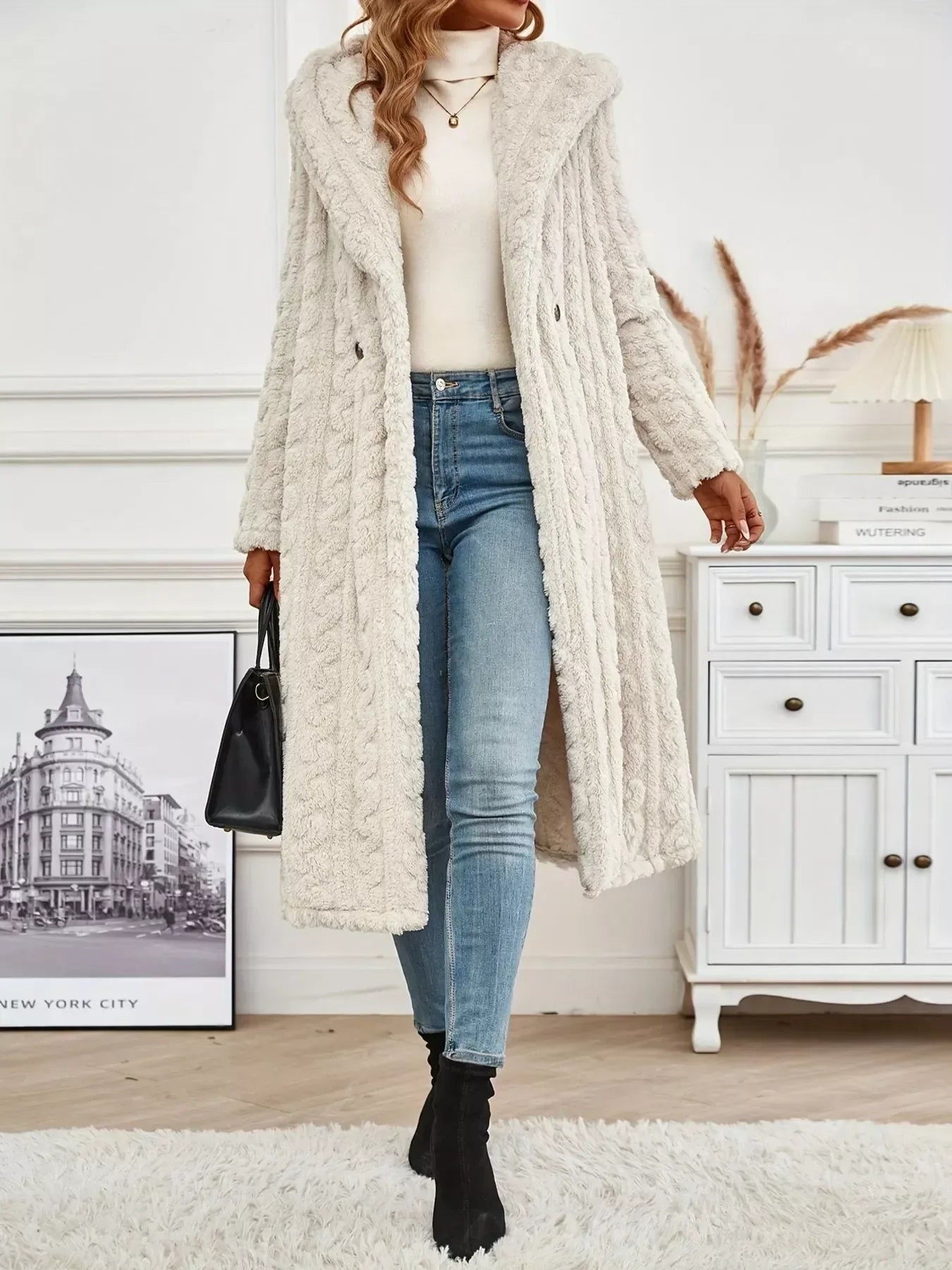 Cozy Hooded Button Up Longline Outerwear for Women