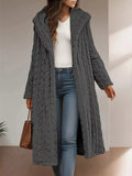 Cozy Hooded Button Up Longline Outerwear for Women Gray / S