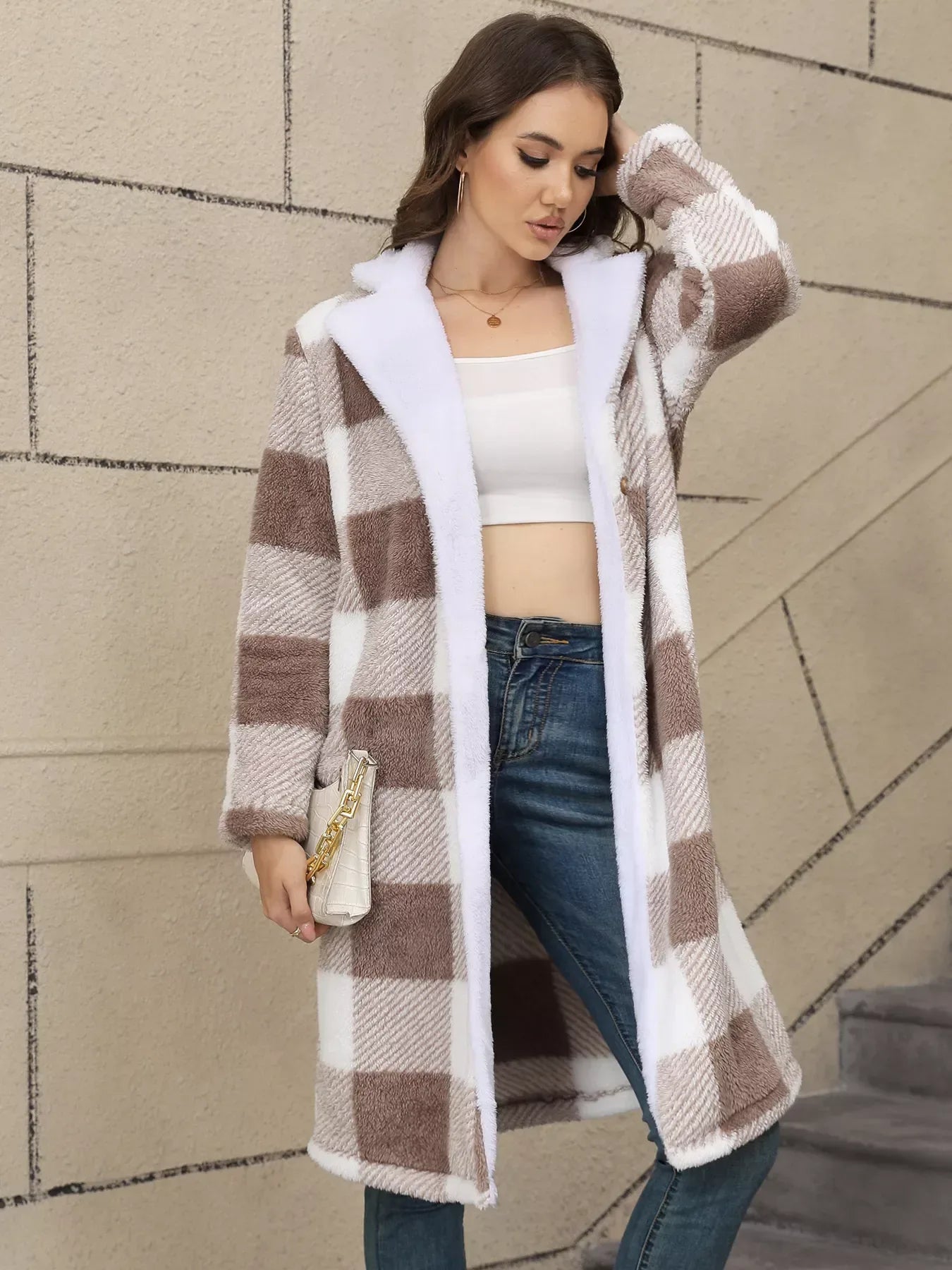 Cozy Plaid Fleece Coat