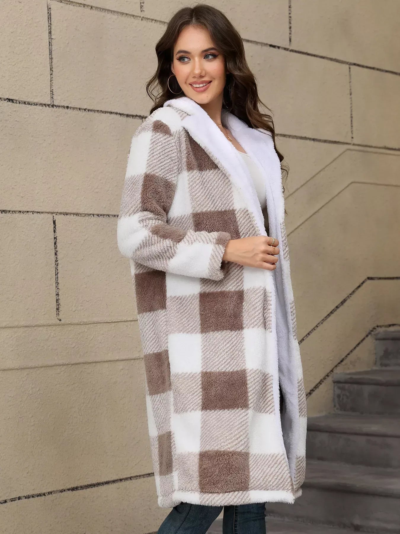 Cozy Plaid Fleece Coat