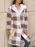Cozy Plaid Fleece Coat Khaki / S