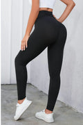 Crisscross Detail Wide Waistband Leggings Black / S