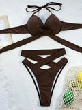 Crisscross Halter Bikini Set