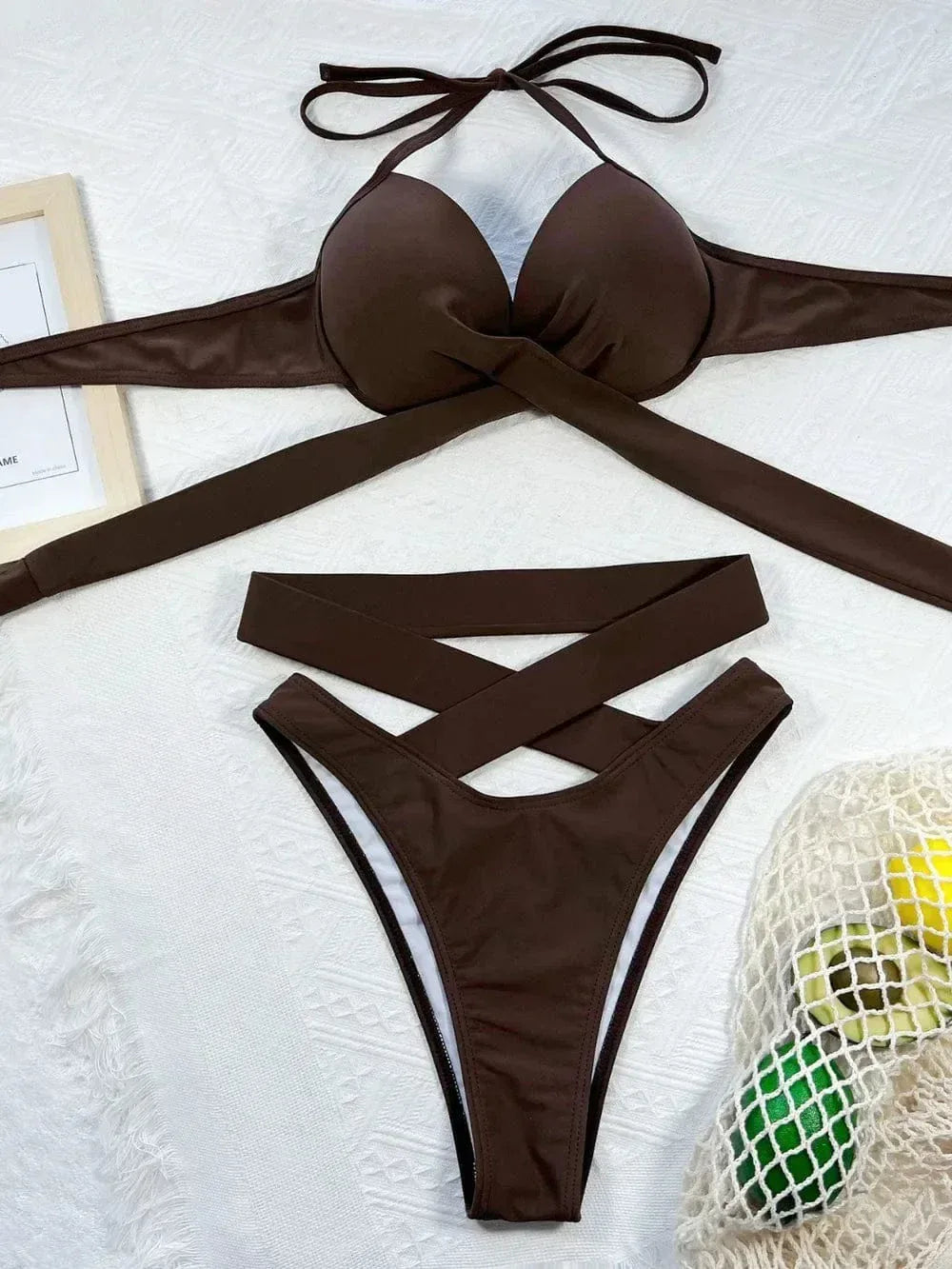 Crisscross Halter Bikini Set