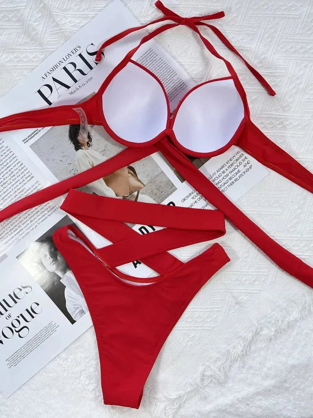 Crisscross Halter Bikini Set