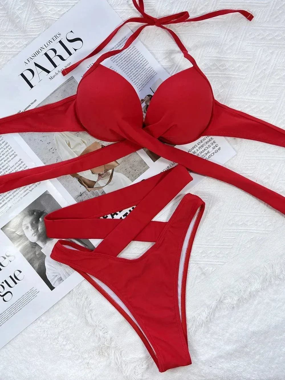 Crisscross Halter Bikini Set
