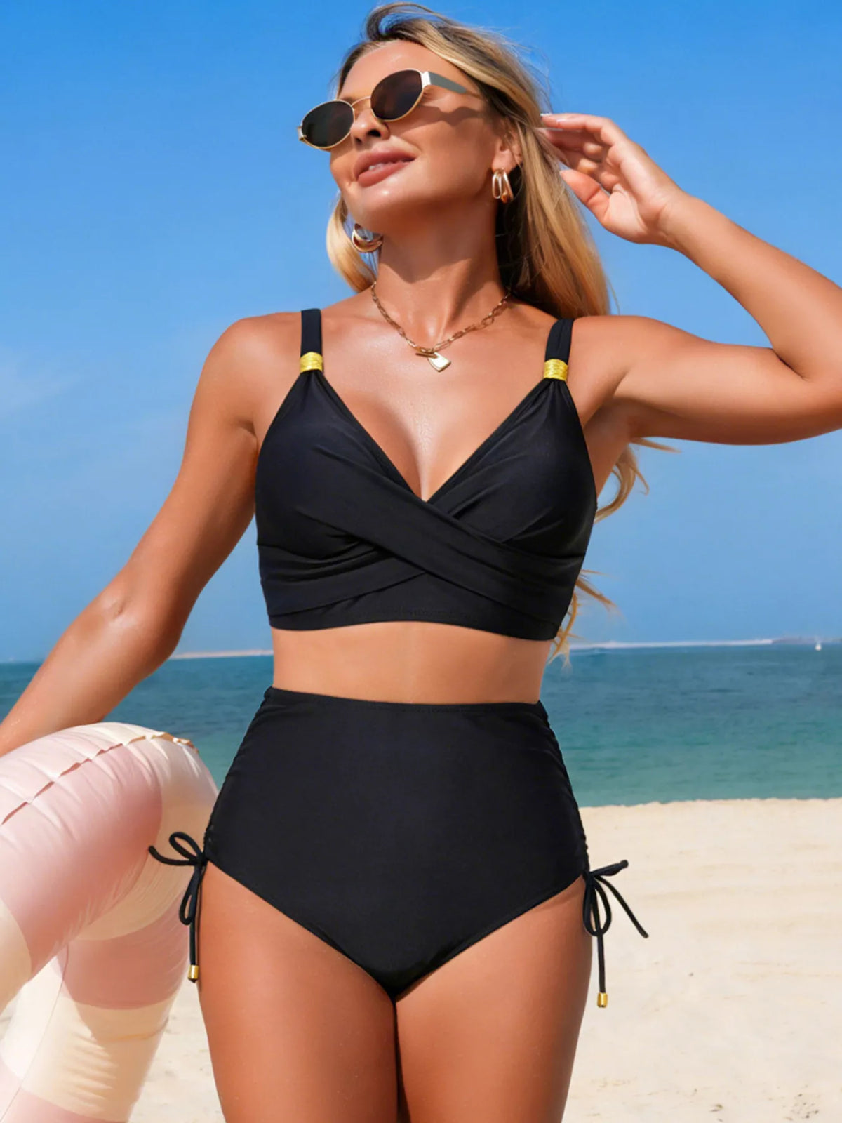 Ensemble de maillot de bain tankini skort à bordure contrastante