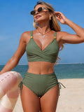 Crisscross High-Waisted Swim Set Army Green / S