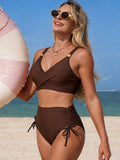 Crisscross High-Waisted Swim Set Brown / S