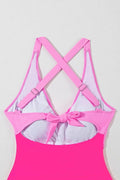 Crisscross V Neck One Piece Swimsuit