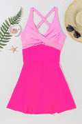 Crisscross V Neck One Piece Swimsuit