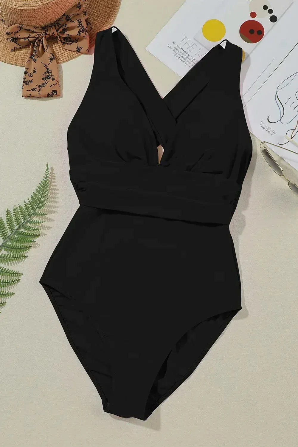 Crisscross Wide Strap One Piece Swimsuit