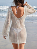 Crochet Backless Beach Cover-Up Dress