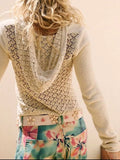 Crochet Detail Hooded Knit Top