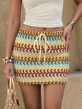 Crochet Drawstring Mini Skirt Yellow / S