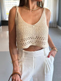 Crochet Knit Cami Apricot / S