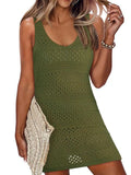 Crochet Knit Cover Up Dress Green / S / Female