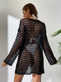 Crochet Knit Long Sleeve Cover-Up