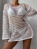 Crochet Knit Long Sleeve Cover-Up