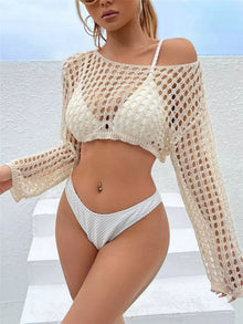 Cache-maillot tricoté au crochet à manches longues