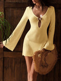Crochet Knit Long Sleeve Cover-Up Dress