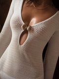 Crochet Knit Long Sleeve Cover-Up Dress
