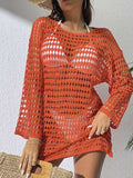 Crochet Knit Long Sleeve Cover-Up Pumpkin / S