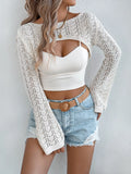 Crochet Knit Open Front Shrug Cover Up