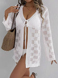 Crochet Knit Tie Front Cover-Up