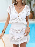 Crochet Knit V-Neck Cover Up Dress