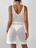 Crochet Knit V-Neck Cover-Up Dress