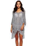 Crochet Knit V-Neck Cover-Up Gray / One Size