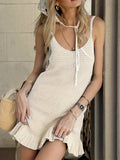 Sleeveless Crochet Mini Sweater Dress
