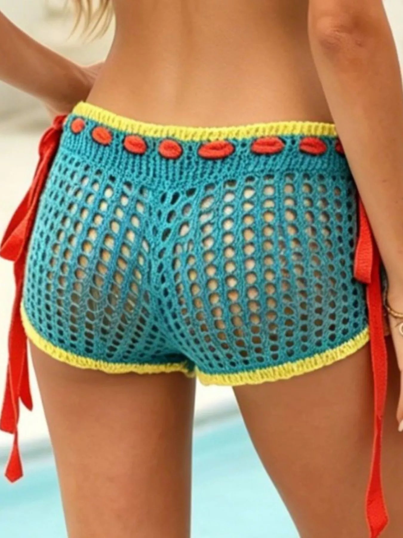 Crochet Tie Side Cover Up Shorts