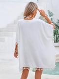 Crochet Trim Tassel Cover-Up Dress White / One Size